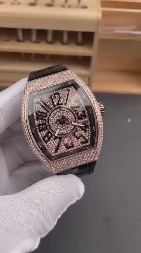 Rose Gold Vanguard with Leather strap